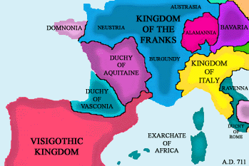 Apogeo de la alianza vasco-aquitana. El occidente europeo en el 711 d.C., antes de la invasión árabe de la península ibérica