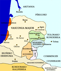 920.eko Euskal Herriko Dukerriaren zatiketaren mapa. Klik egin irudi gainean handiturik ikus dezazun