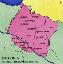 The territories under Vascon jurisdiction during the Roman Imperial period (1st century A.D.). Click on the map to enlarge.
