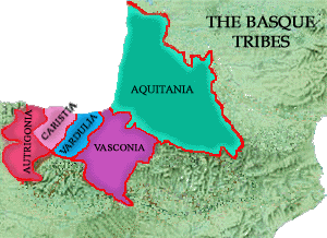 The territory of the Basque tribes at the arrival of the Romans (196 BC)