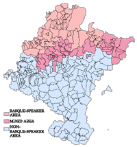 The linguistic areas of Navarre. Click on the map to enlarge.