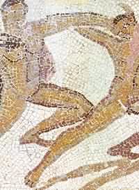 Theseus, fighting against the Minotaur. Mosaic found in  Pamplona (Navarra)